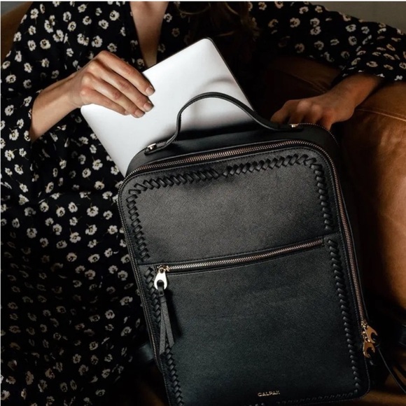 CALPAK Kaya Laptop Backpack in Black with Gold Accents - Picture 2 of 9